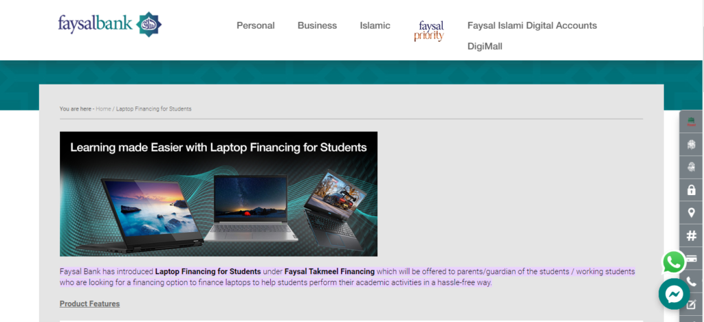 Laptop on installments program of Faysal Bank